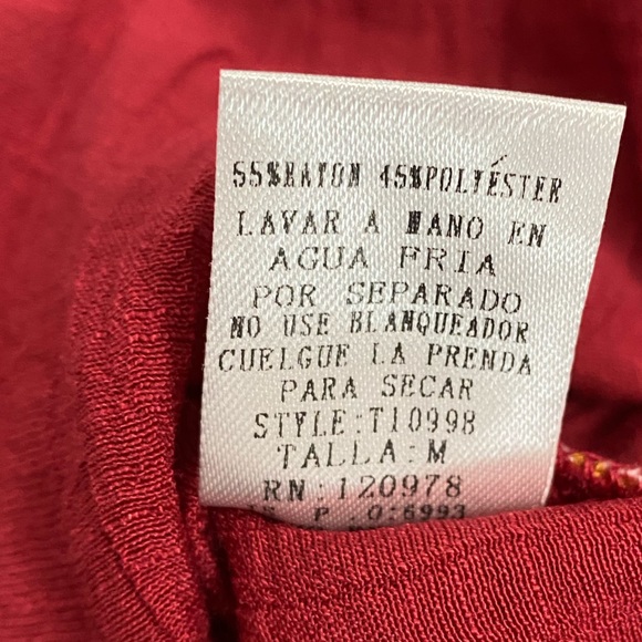 ENTRO Embroidered Boho Fall Top M - Picture 6 of 9